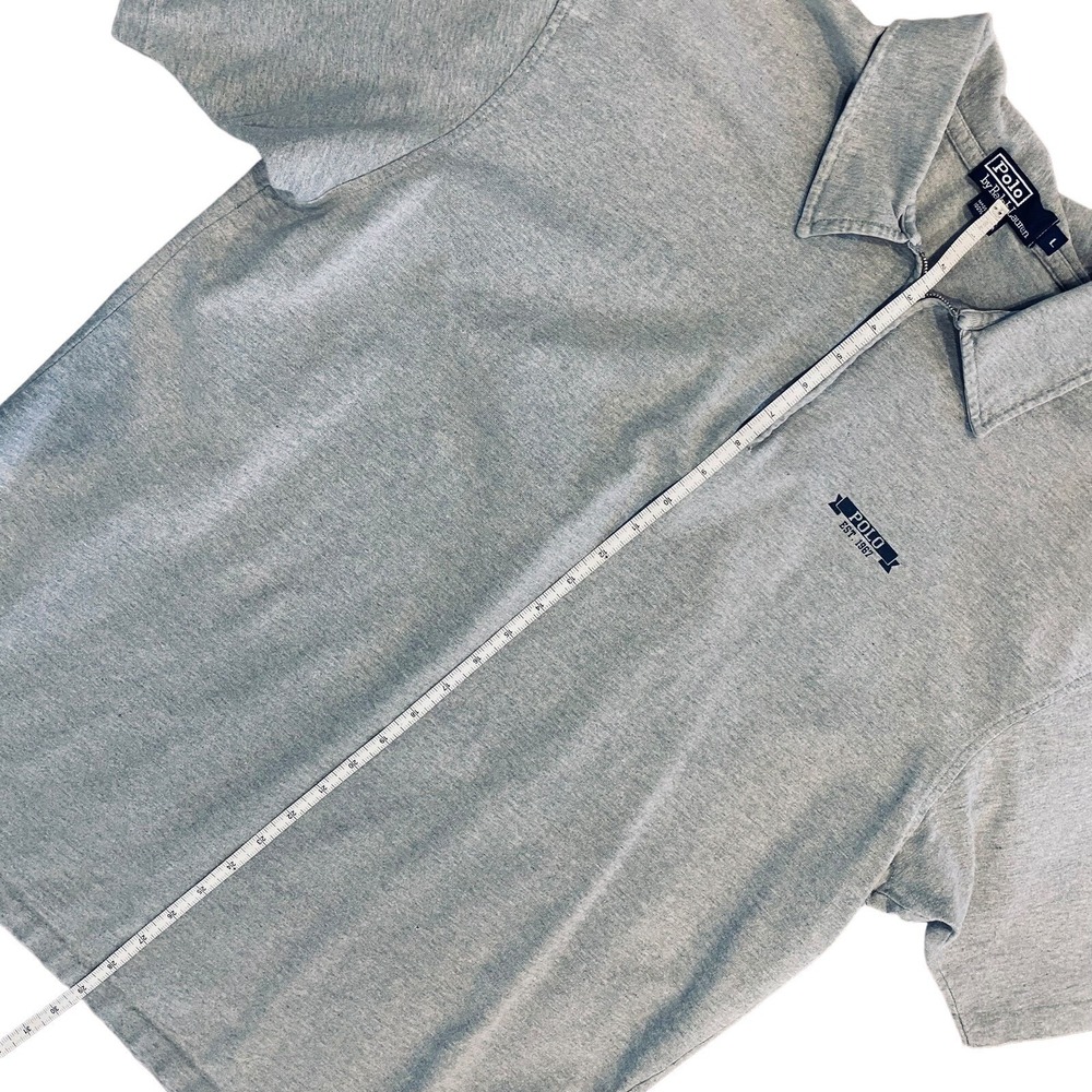 VTG Polo Ralph Lauren 1/4 Zip Unique 90s Shirt Men Large Gray Cotton USA SS READ - Picture 11 of 11